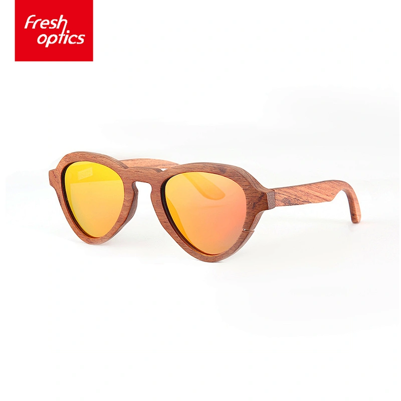 Triangle Circle Womens Wood Sunglasses With Half - Rim
