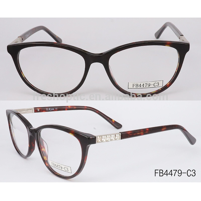 FB4479 new design acetate eyeglass optical frames with stones cat shape reading glass