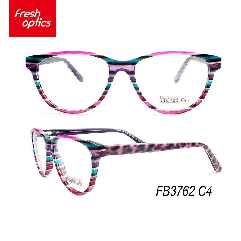 FB3762 Acetate Girl Style Eyewear Frames With Colorful Printing
