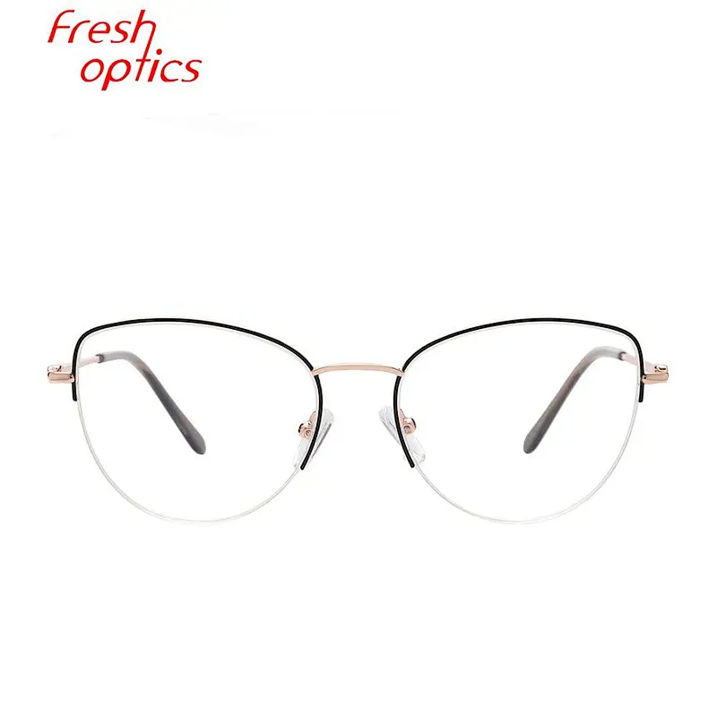 mature half rim spectacle computer protection custom ladies metal optical eyeglasses frames