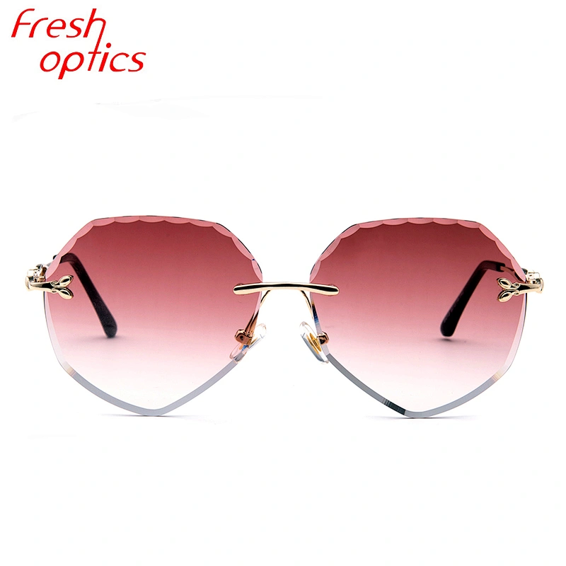 high quality hot sale ocean lens heart shaped rimless polarized sunglasses