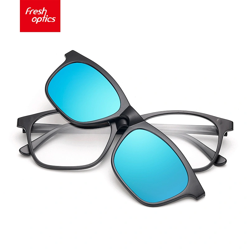 TR2209 Mirrored Thin Temple Clip On Ultem Sunglasses