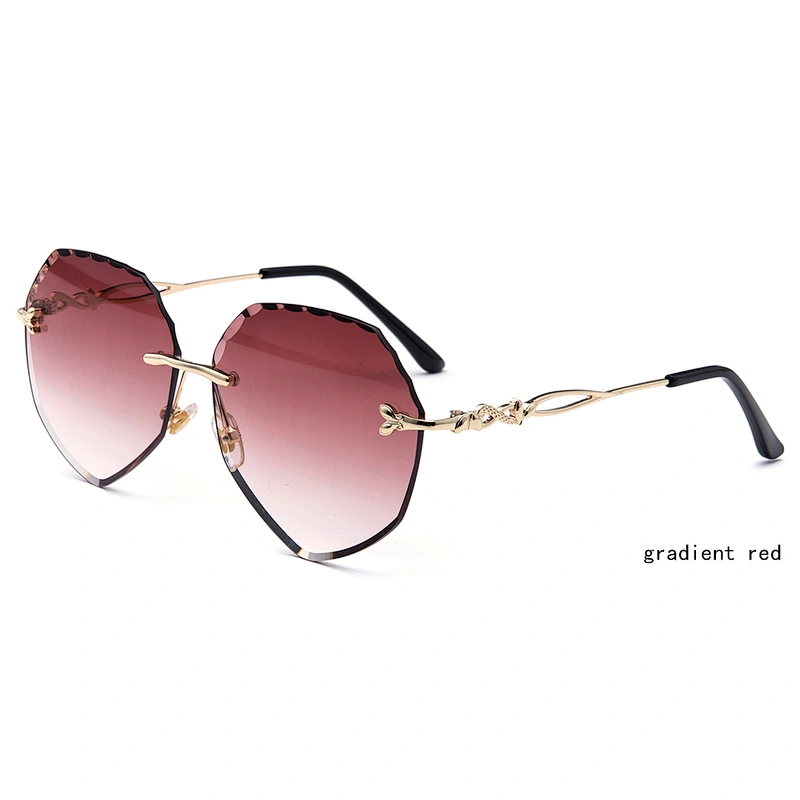 high quality hot sale ocean lens heart shaped rimless polarized sunglasses