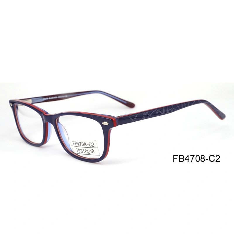FB4708 New model eyewear frame glasses fashion colorful material transparent stripe acetate frame