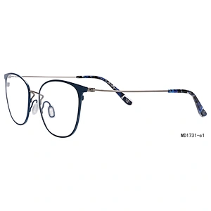 Unisex designer milling groove vintage eyeglasses metal round optical frames