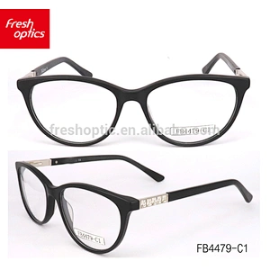 FB4479 new design acetate eyeglass optical frames with stones cat shape reading glass