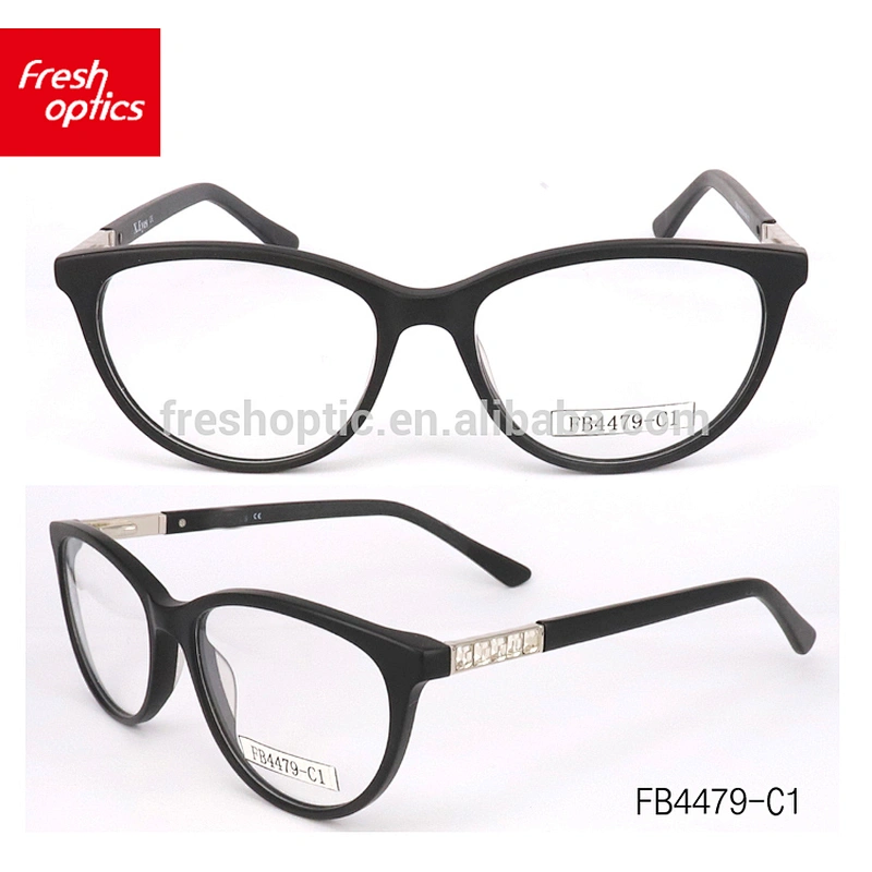 FB4479 new design acetate eyeglass optical frames with stones cat shape reading glass