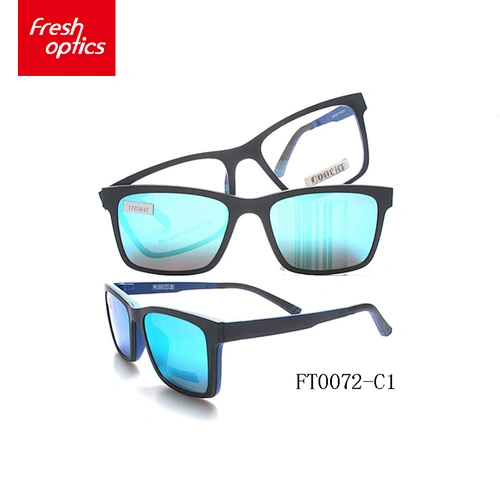 FT0072 Colorful Mirrored Clip On Ultem Sunglasses With Width Temple