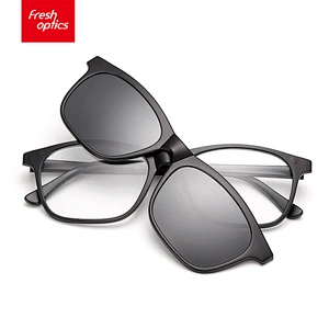 TR2209 Mirrored Thin Temple Clip On Ultem Sunglasses
