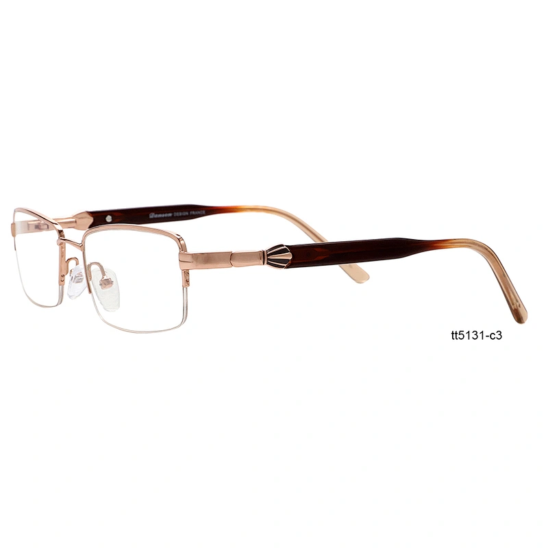 Italian gentleman gold metal half rim optical spectacles eyeglasses frames