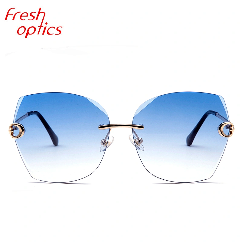 Fashionable best seller gradient ocean lens rimless sunglasses eyewear