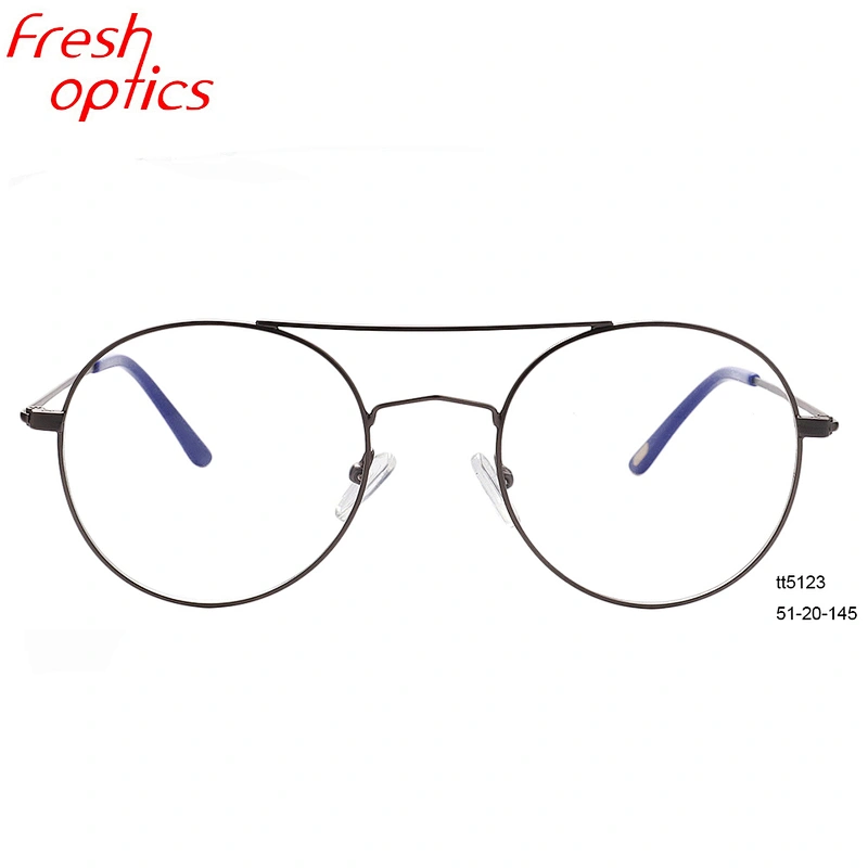 popular round vintage double bridge full rim metal optical frames eyeglasses frames
