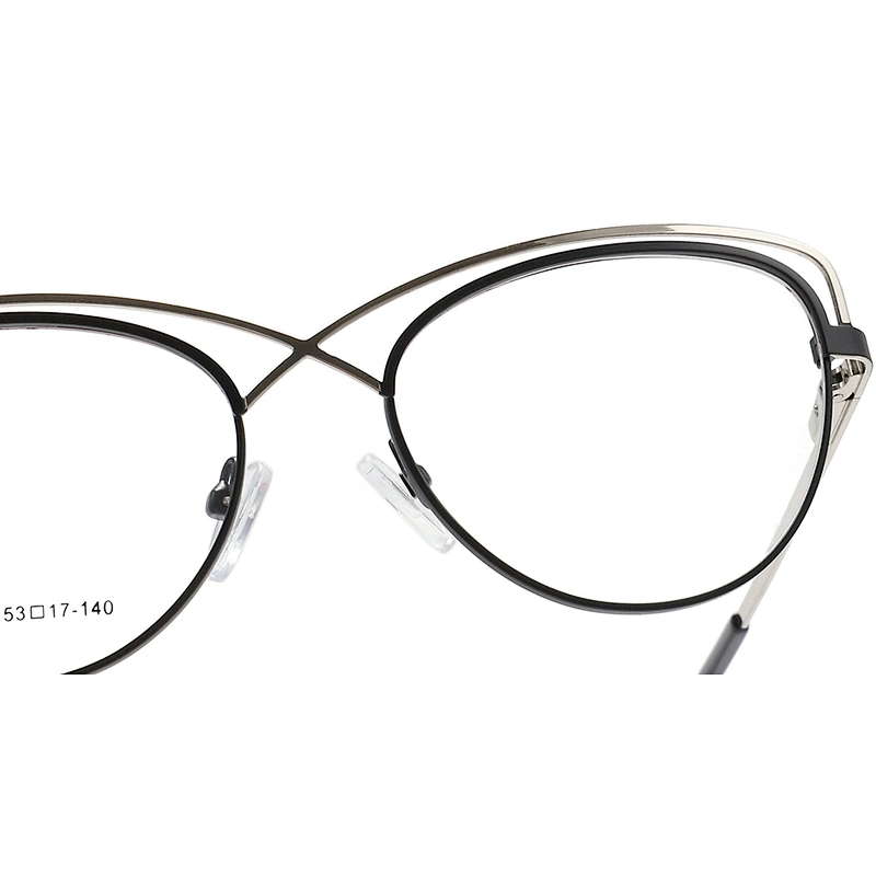 fashion double bridge clear cat eye glasses metal optical frames for young girl