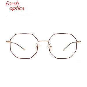 2020 high quality anti blue polygonal metal optical glasses frames