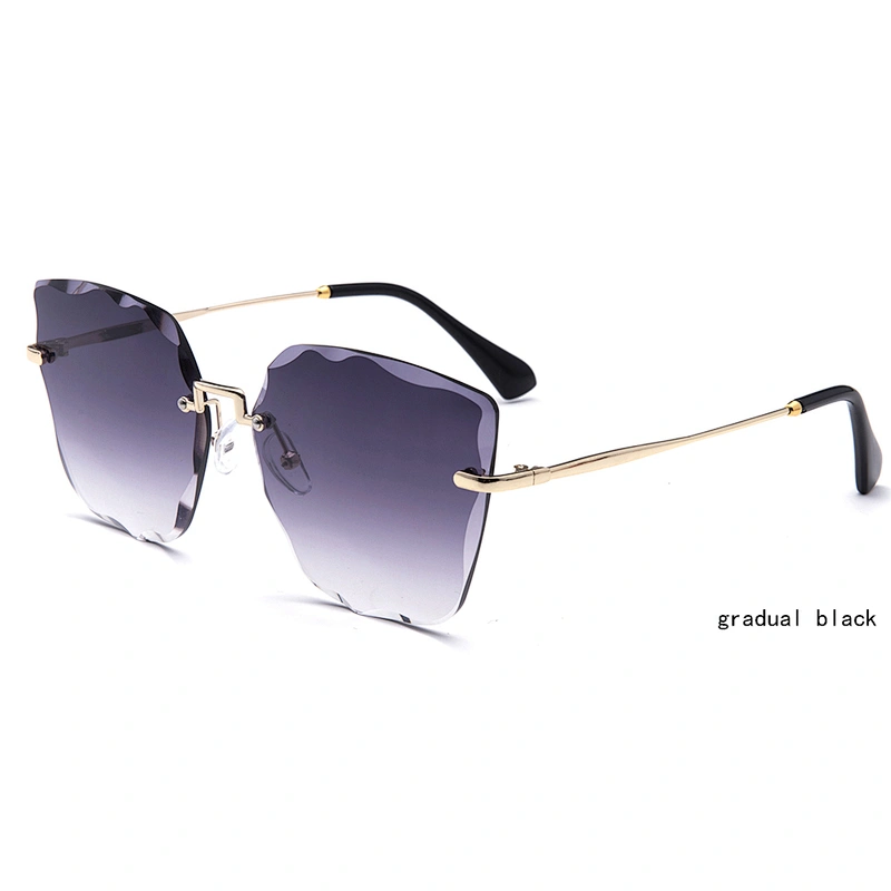 fashion crystal rimless sunglasses ocean lens PC sun glasses