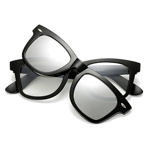 Fashion mirror five magnetic polarized lenses PC clip on sunglasses in stock for men