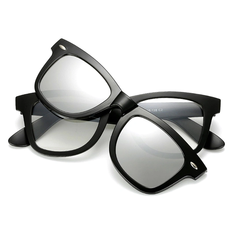 Fashion mirror five magnetic polarized lenses PC clip on sunglasses in stock for men