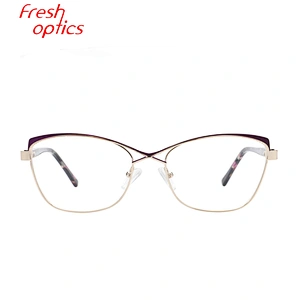 custom made double bridge cat eye glasses metal optical frames for women