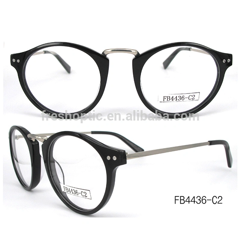 FB4436 fashion style acetate eyeglasses custom logo round eye shape optical frame for unisex