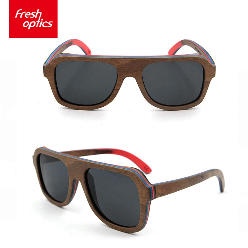 2018 High quality custom logo handmade skateboard wood glasses sunglasses 5657