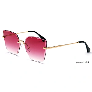 fashion crystal rimless sunglasses ocean lens PC sun glasses