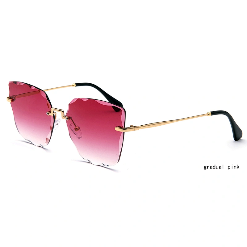 fashion crystal rimless sunglasses ocean lens PC sun glasses