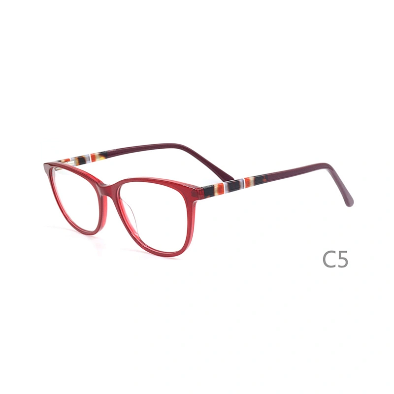 F1706 Fashion cat eye shape acetate material with metal colorful temple in China wholesale optical frames Ready stocks