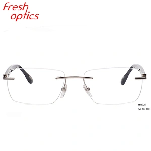 Famous brand trendy designer OEM rimless optical eyeglasses frames