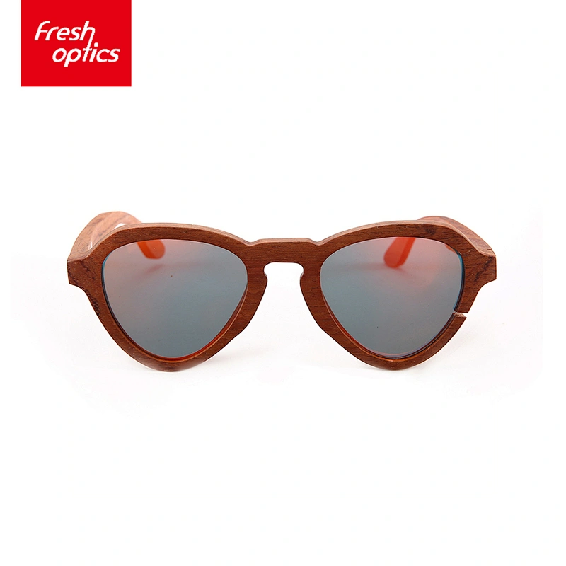 Triangle Circle Womens Wood Sunglasses With Half - Rim