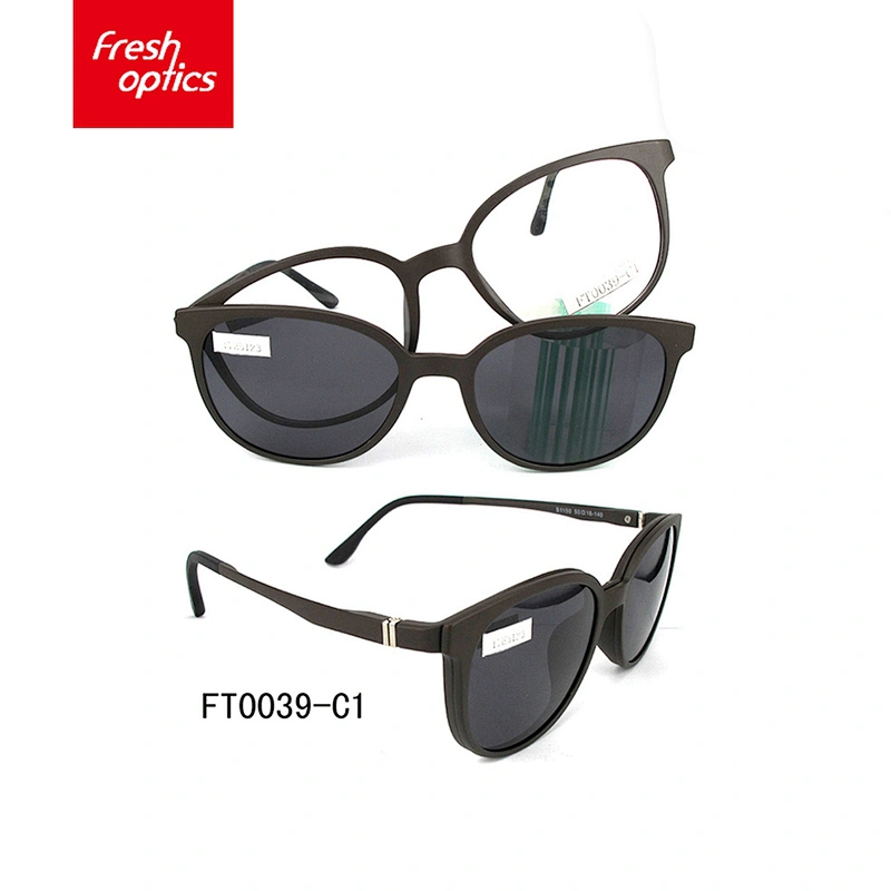 FT0039 Ultem Clip On Black Sunglasses For Women