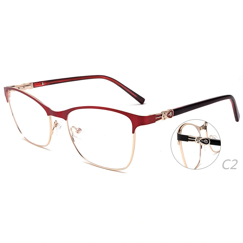 Best design diamond online spectacles prescription metal optical frames ready stock