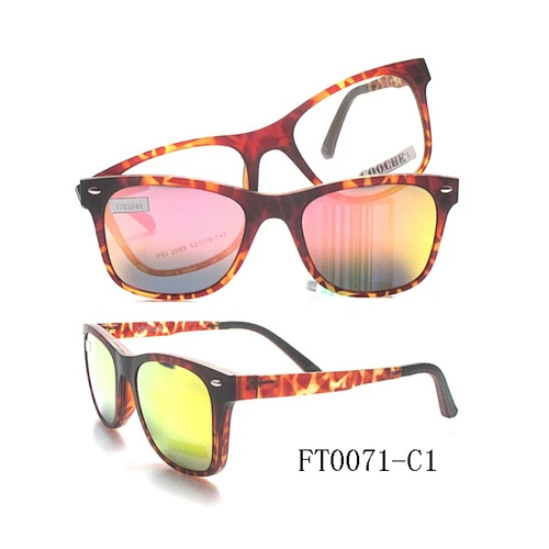 FT0071 Fashion Design Width Temple Ultem Clip On Sunglasses