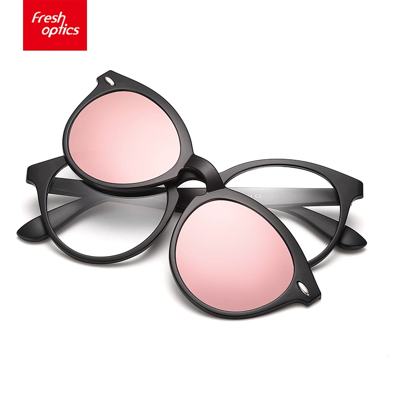 TR2205 Colorful Mirror Lens Round Sunglass Clip On