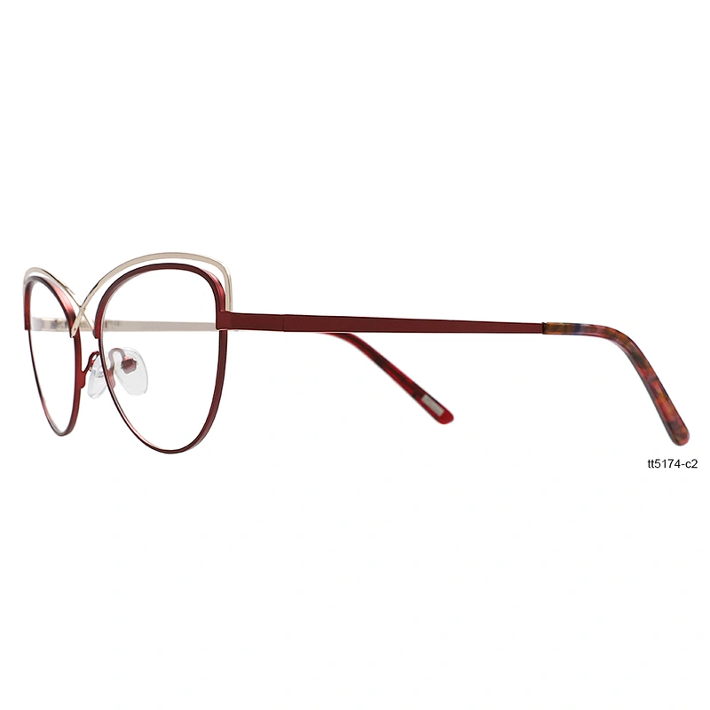 fashion double bridge clear cat eye glasses metal optical frames for young girl