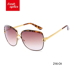 LM216 Plastic Fashion Thick Frame Sunglass With Leopard Grain