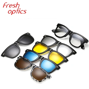 Fashion mirror five magnetic polarized lenses PC clip on sunglasses in stock for men