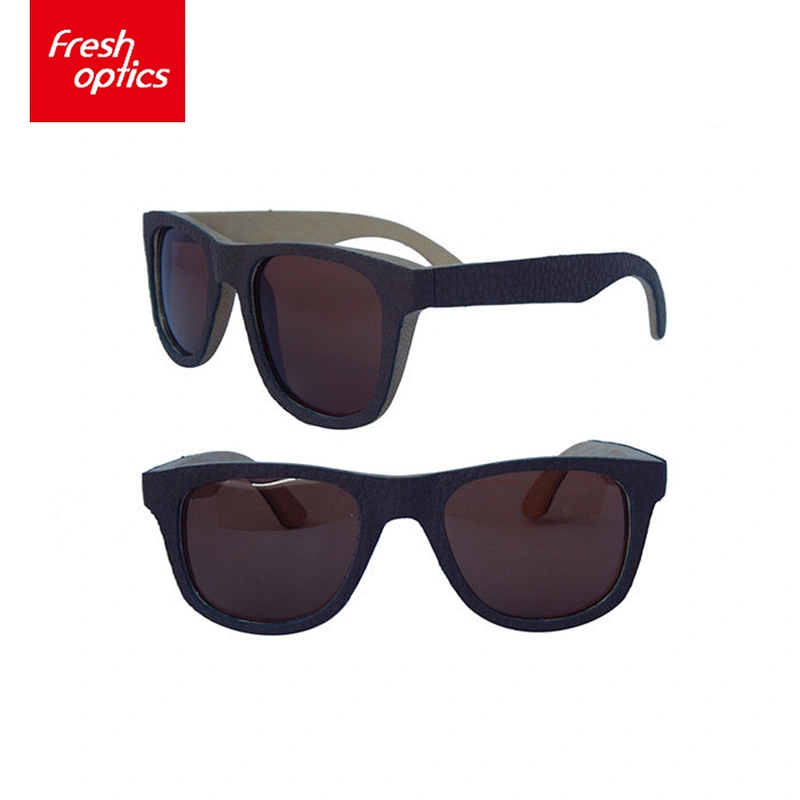 WB029 wooden framed printed black polarise sunglasses