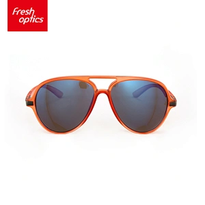 6P007 Designer Double Bridge Bright Red Plastic Sunglasses