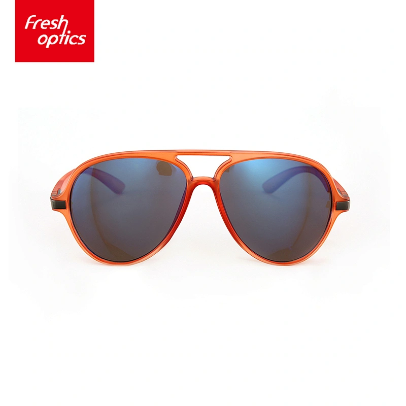 6P007 Designer Double Bridge Bright Red Plastic Sunglasses