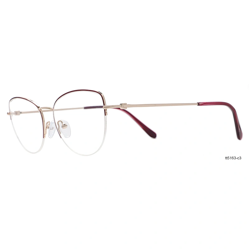 mature half rim spectacle computer protection custom ladies metal optical eyeglasses frames