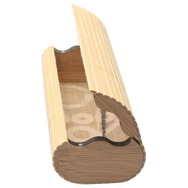 Environmental protection fashion oval wooden bamboo sunglasses case with custom logo