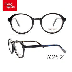 FB3811 Black Acetate Round Optical Eyewear Frames