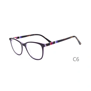 F1706 Fashion cat eye shape acetate material with metal colorful temple in China wholesale optical frames Ready stocks