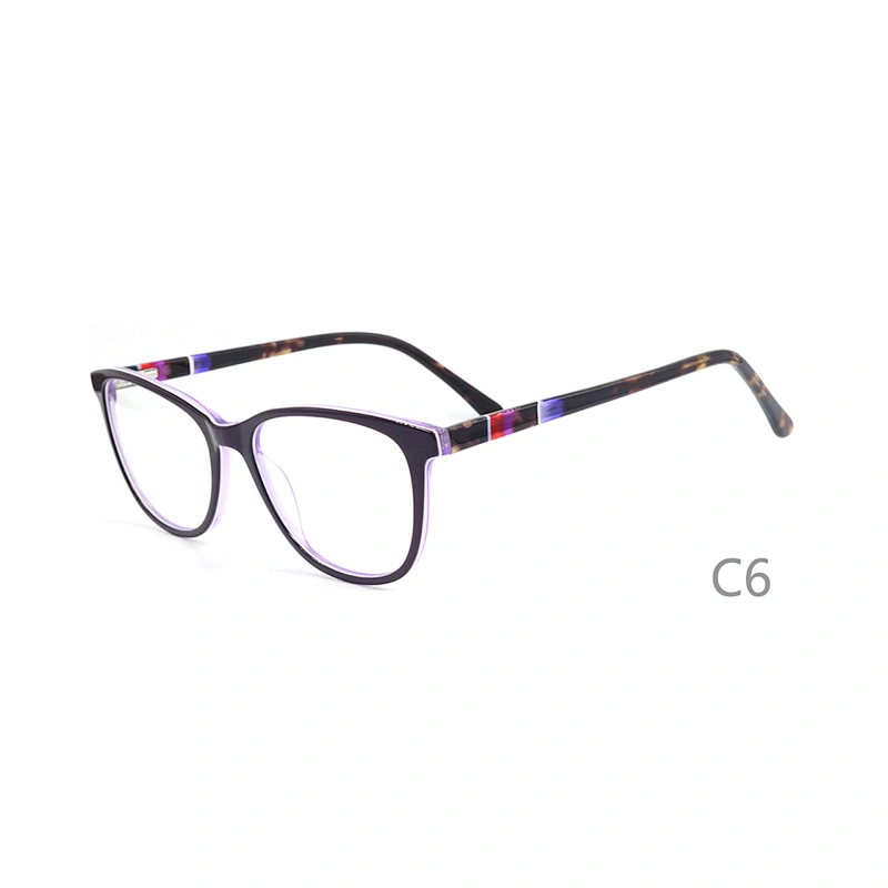 F1706 Fashion cat eye shape acetate material with metal colorful temple in China wholesale optical frames Ready stocks