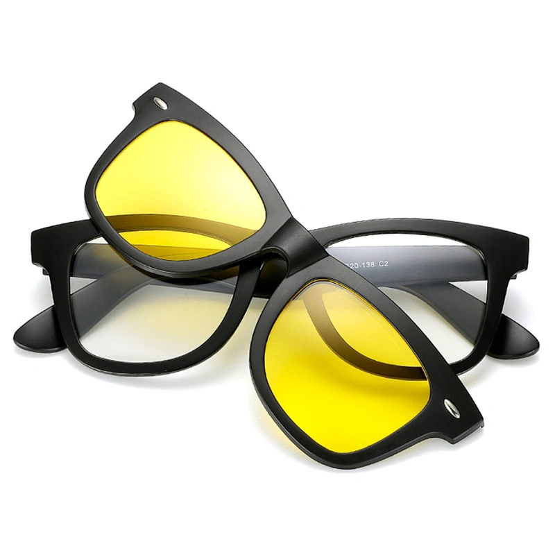 Fashion mirror five magnetic polarized lenses PC clip on sunglasses in stock for men