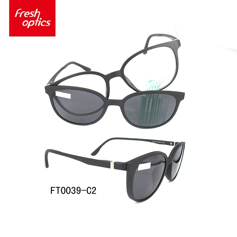FT0039 Ultem Clip On Black Sunglasses For Women