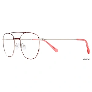 Hot sale young fashion designer double bridge metal eyeglasses frames glasses 150mm