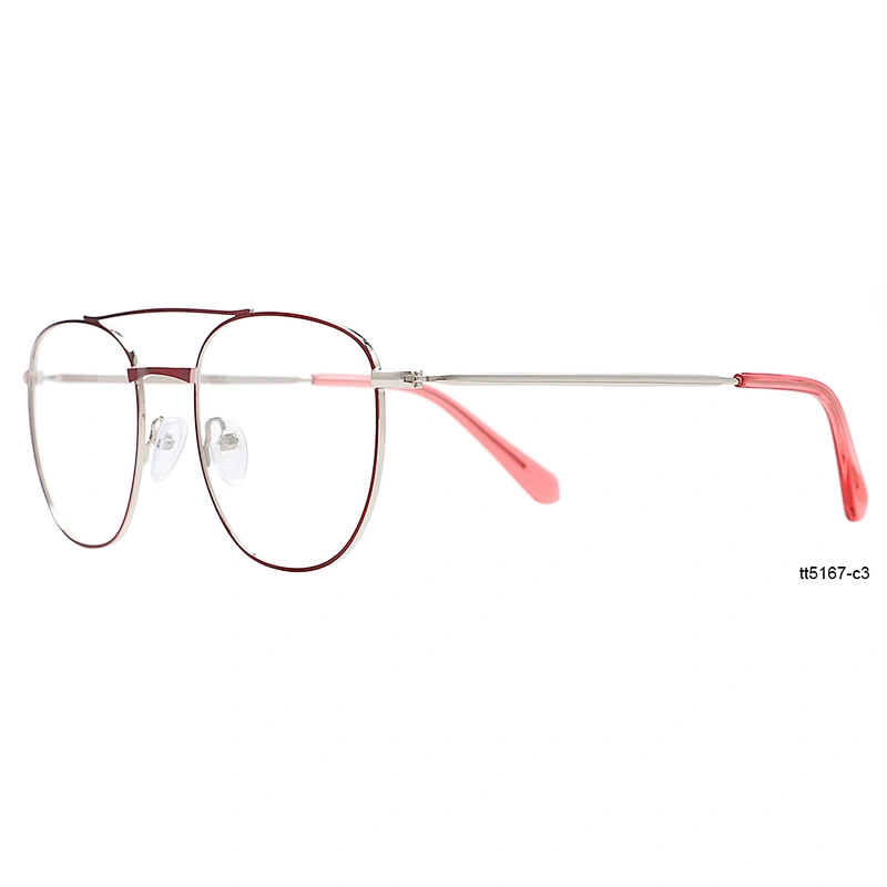 Hot sale young fashion designer double bridge metal eyeglasses frames glasses 150mm