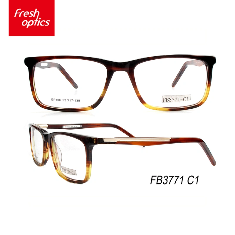 FB3771 Acetate Men Designer Optical Frames With Temple Decoration