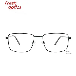 European style eye prescription square metal optical glasses frames for men